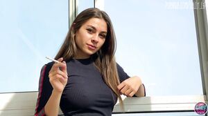 Loly Lips - Sexy Girl Smoke Cigarette On Terrace And After This Start Fuck's Cam show and profile